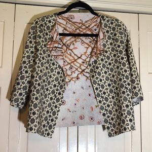 AnimaPop Scuba Cropped Jacket Reversible Prints Two Small Slits for Tie front R1